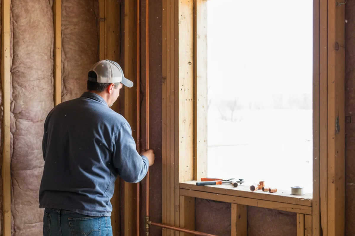 Licensed plumber running new copper supply lines in a Bishop home