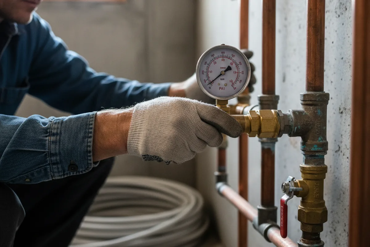 Pressure testing a repaired line during Water Line Repair in Bishop